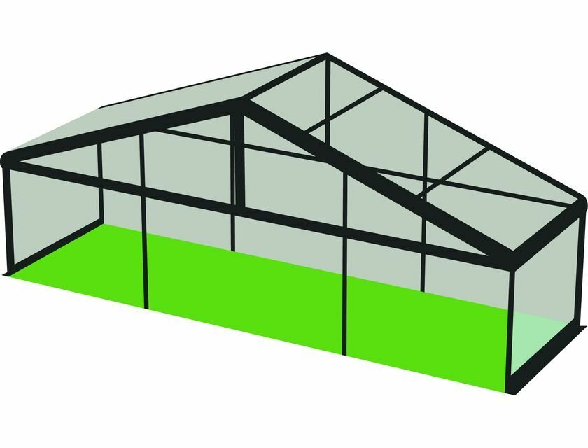 10m Clear Roof - Black Frame Pavilion - 10m x 3m