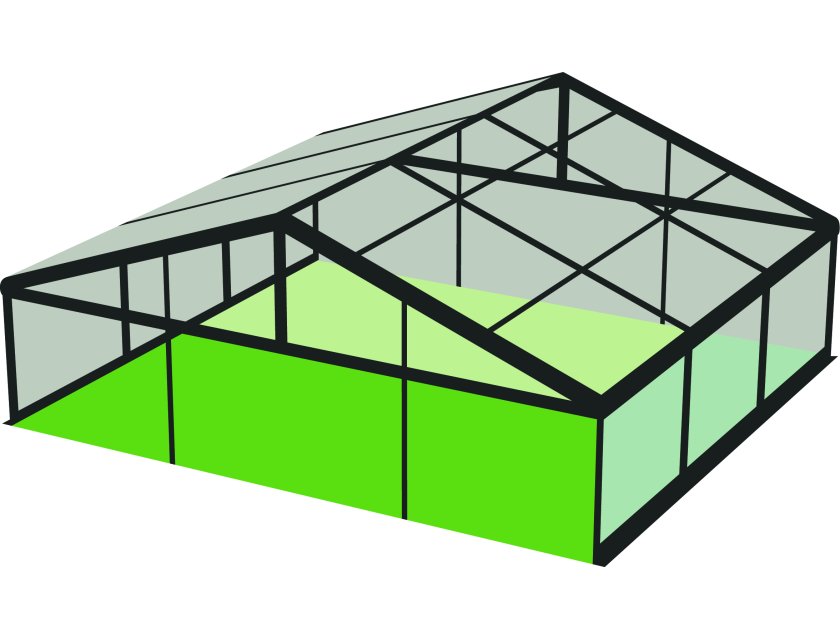 10m Clear Roof - Black Frame Pavilion - 10m x 3m