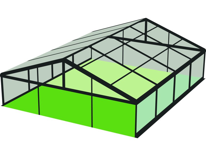 10m Clear Roof - Black Frame Pavilion - 10m x 3m