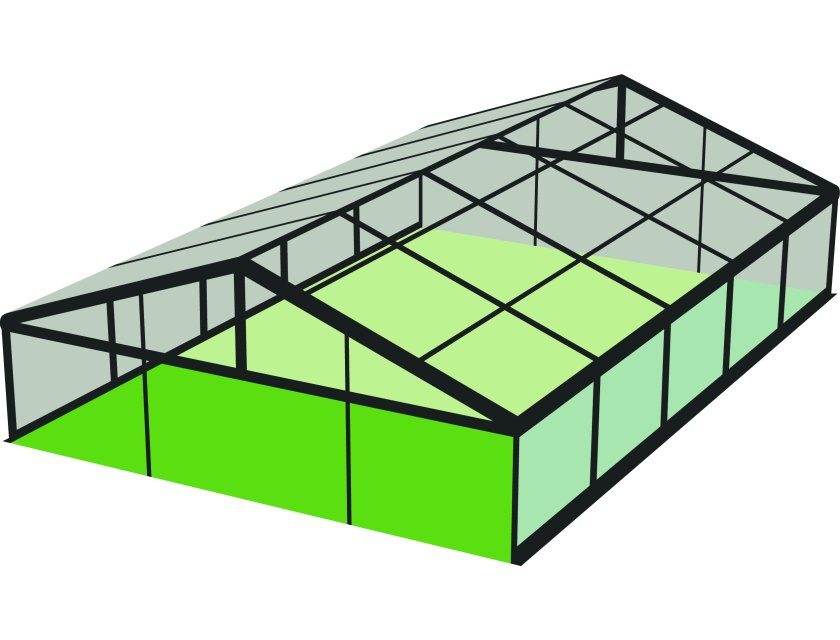 10m Clear Roof - Black Frame Pavilion - 10m x 3m