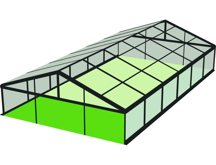 10m Clear Roof - Black Frame Pavilion - 10m x 3m
