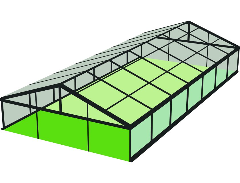 10m Clear Roof - Black Frame Pavilion - 10m x 3m