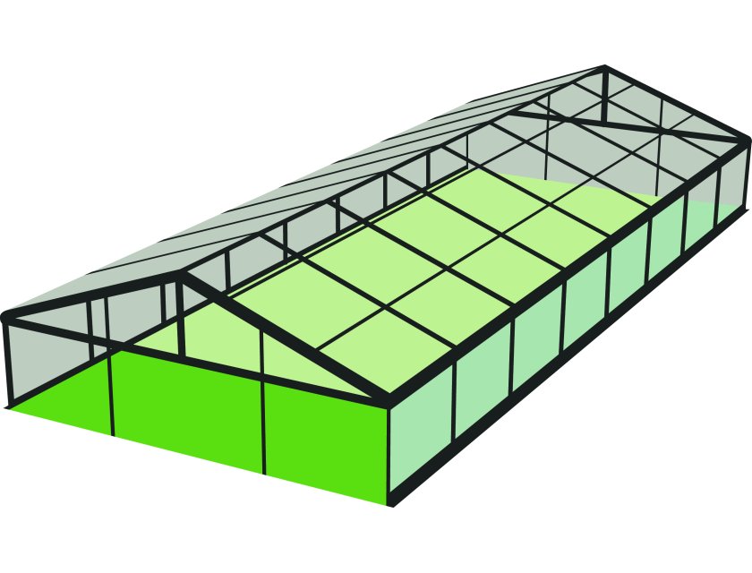 10m Clear Roof - Black Frame Pavilion - 10m x 3m