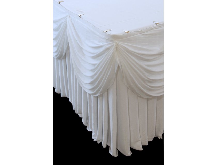 Table Skirt - Oyster pattern White - 6.5m long