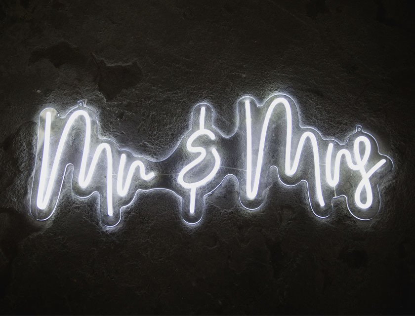 Mr & Mrs - Neon Sign - White