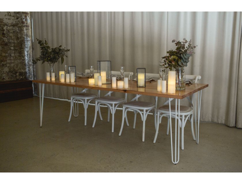 Oak Hairpin Table - White