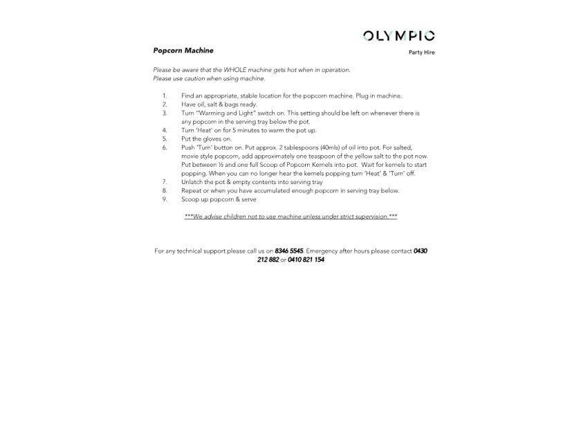 Popcorn Machine Package