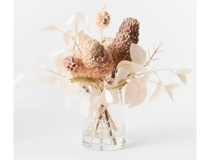 Dried Banksia Acorn Mix  - 36cm - Ivory