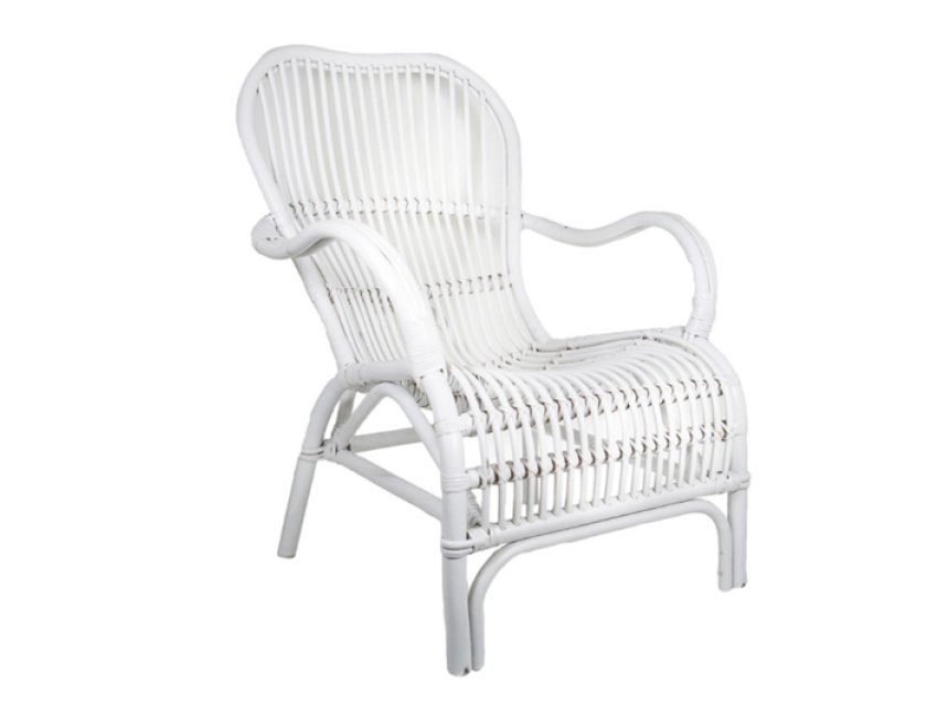 Rattan Lounge Arm Chair - White